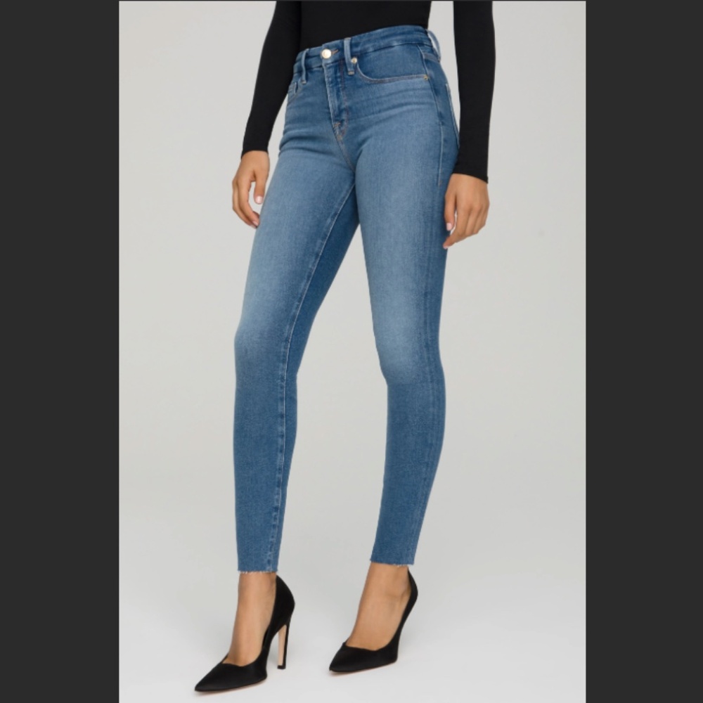 Good American Good Legs Skinny Jeans Raw Hem Size 29